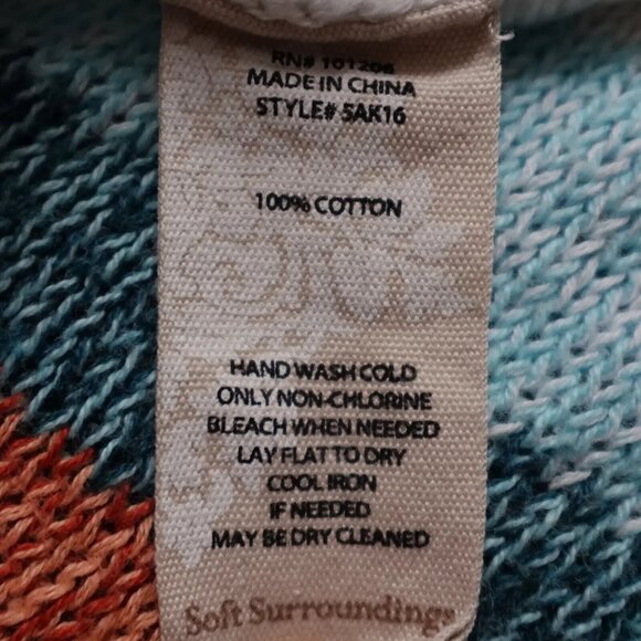 Soft Surroundings Hoodie Sweater Women's 1X Multicolor Striped 3/4 Sleeve Casual - Picture 7 of 9